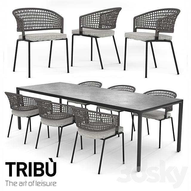 TRIBU Contour Armchair and ILLUM table 3DSMax File - thumbnail 1