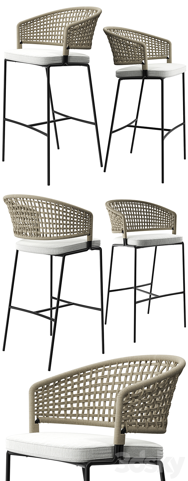 Tribu CTR Bar Chair set 3DS Max Model - thumbnail 2