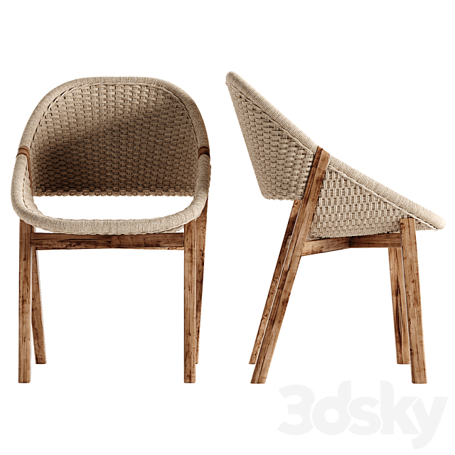 Tribu Elio chair Illum Teak table set 3DS Max Model - thumbnail 5