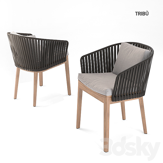 Tribu Mood armchair + table 3DS Max Model - thumbnail 2