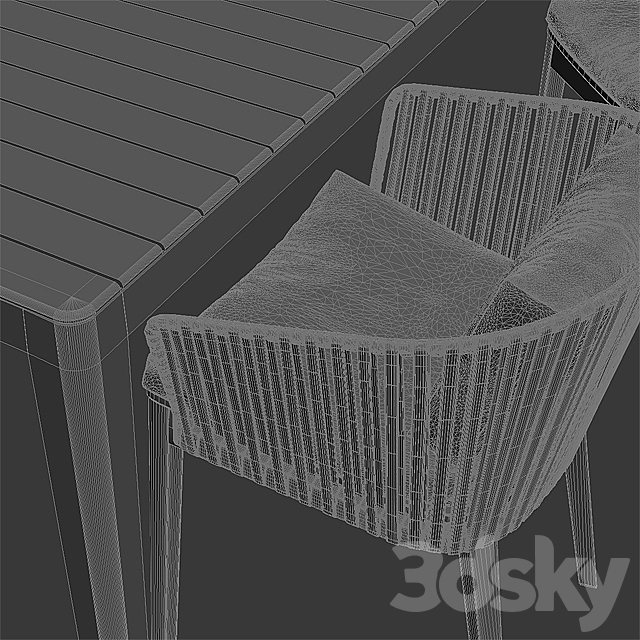 Tribu Mood armchair + table 3DS Max Model - thumbnail 3