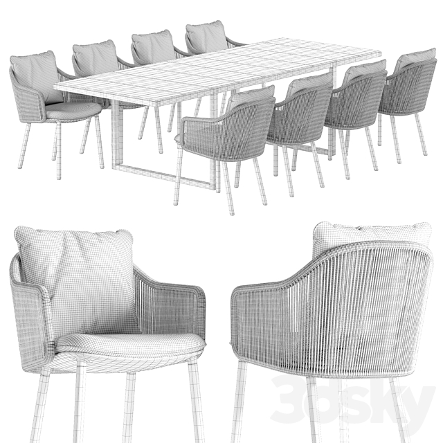 Tribu Senja chair Nox table set 3DS Max Model - thumbnail 6