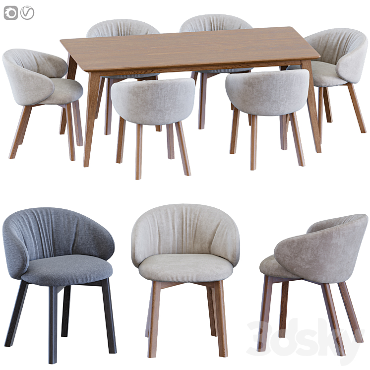 Tuka chair Jylland table 3DS Max Model - thumbnail 1