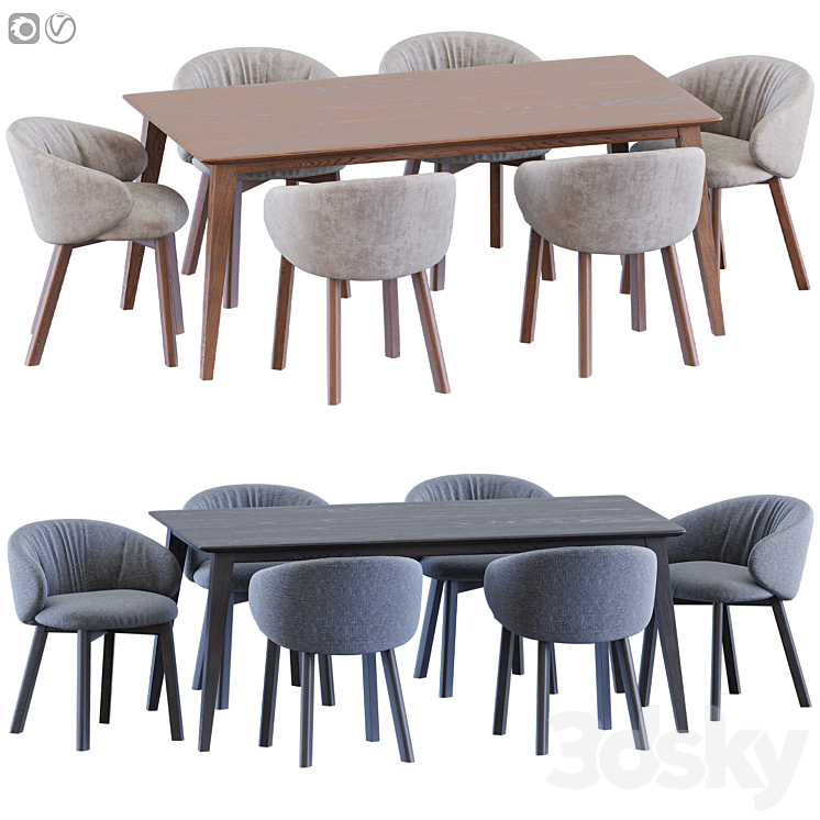 Tuka chair Jylland table 3DS Max Model - thumbnail 2