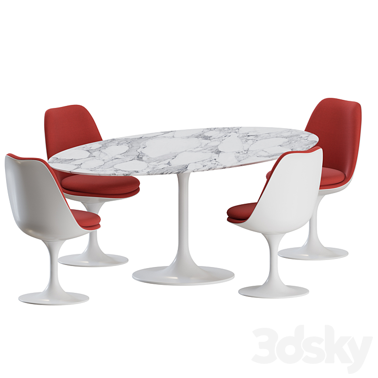 Tulip Dinning Set 02 by Knoll 3DS Max Model - thumbnail 1