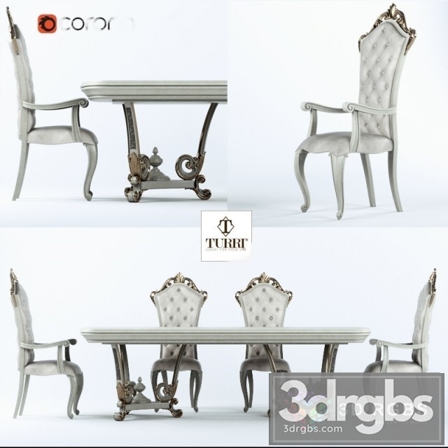 Turri Baroque Table and Chair 3dsmax Download - thumbnail 1