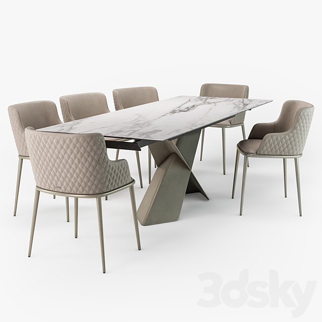 Tyron keramik drive table Magda ML armchair 3DS Max Model - thumbnail 3