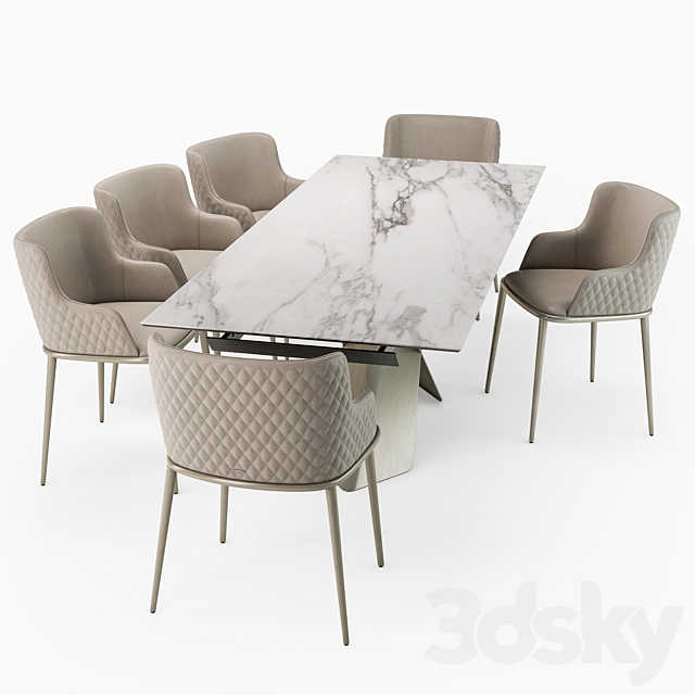 Tyron keramik drive table Magda ML armchair 3DS Max Model - thumbnail 4