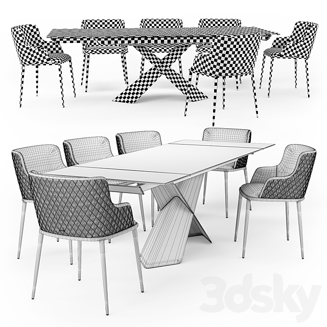 Tyron keramik drive table Magda ML armchair 3DS Max Model - thumbnail 5