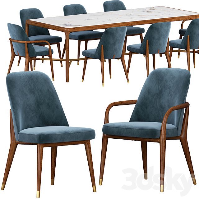 Ulivi Lise chair and ELISEE RECT table 3DSMax File - thumbnail 1