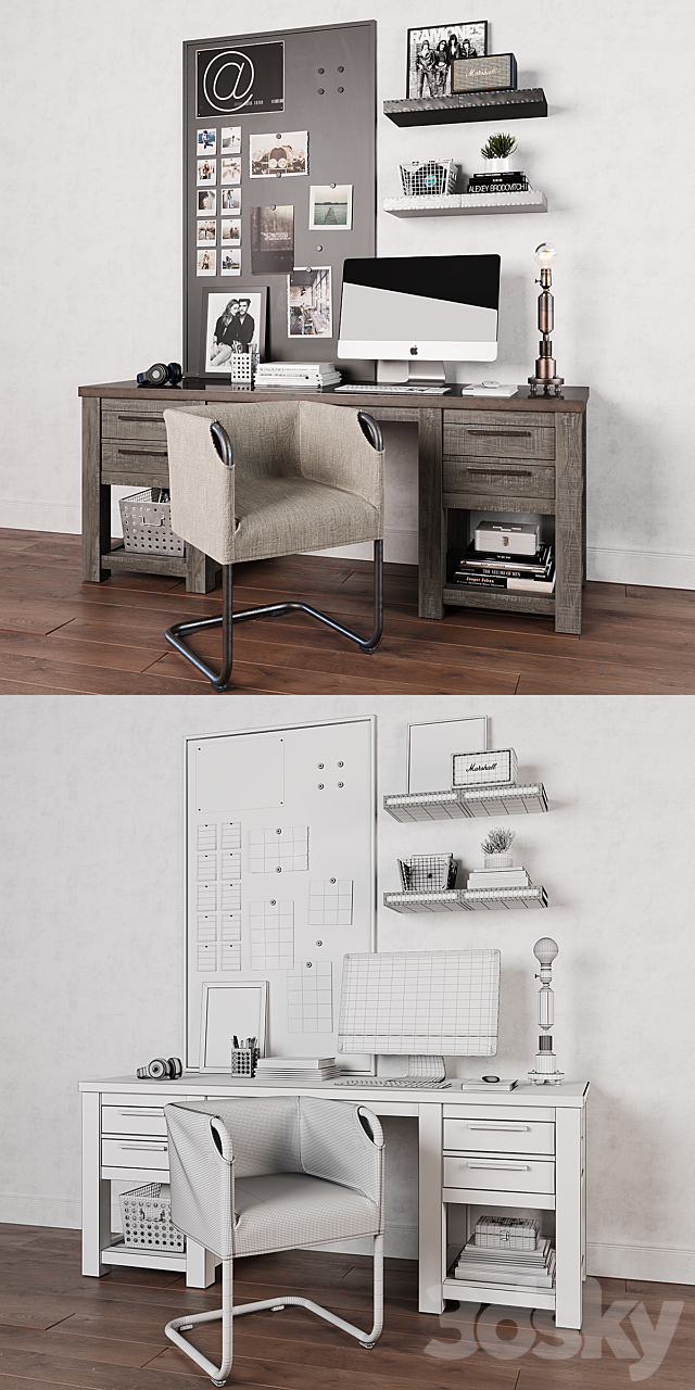 Vaughn Storage Desk 3DS Max Model - thumbnail 3