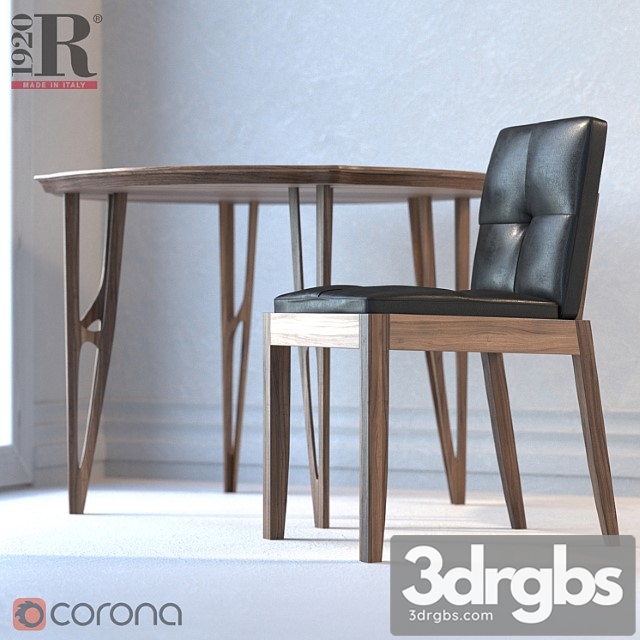 Vegan table. bever sedia chair. riva 1920 2 3dsmax Download - thumbnail 1