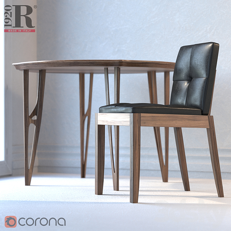 Vegan table. Bever sedia chair. Riva 1920 3DS Max - thumbnail 1