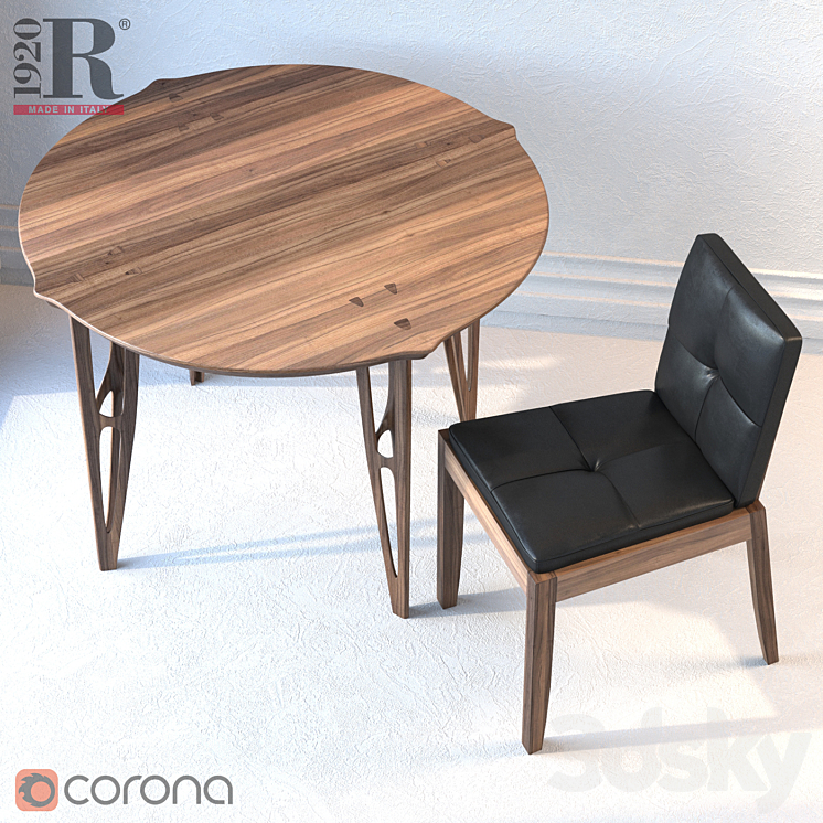 Vegan table. Bever sedia chair. Riva 1920 3DS Max - thumbnail 2