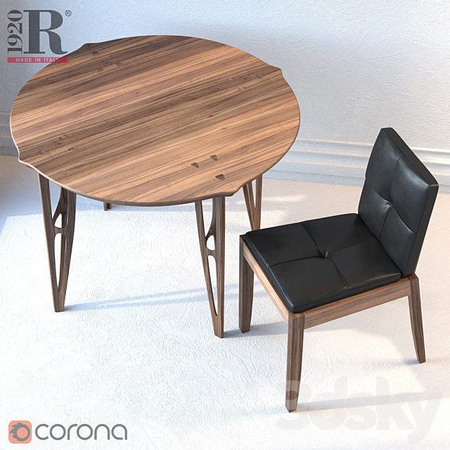 Vegan table. Bever sedia chair. Riva 1920 3DS Max Model - thumbnail 2