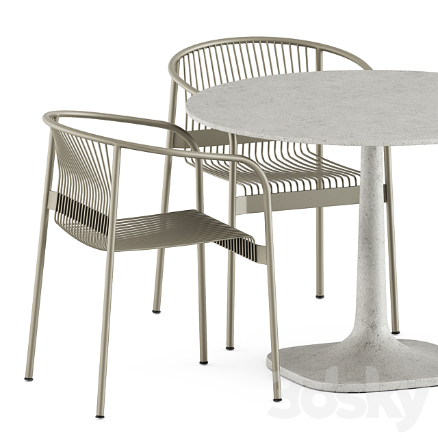 Velit chair by Plank and Fiore Outdoor table by Bebitalia 3DS Max Model - thumbnail 3