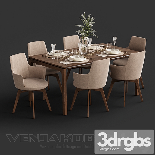 Venjakob alexia chair with dining table et388 2 3dsmax Download - thumbnail 1