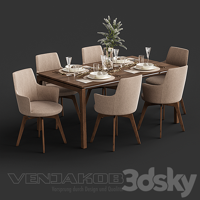 Venjakob Alexia Chair with Dining Table ET388 3DSMax File - thumbnail 1