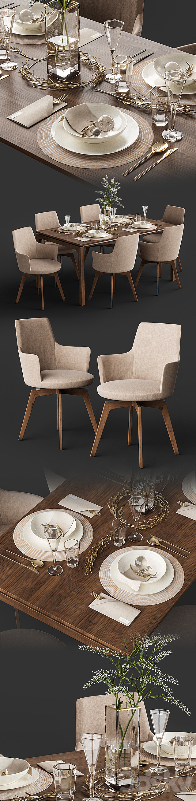 Venjakob Alexia Chair with Dining Table ET388 3DSMax File - thumbnail 2