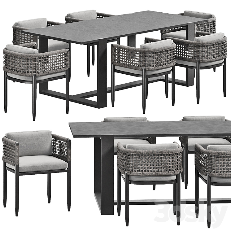 Verona Dining Set 3DS Max Model - thumbnail 1