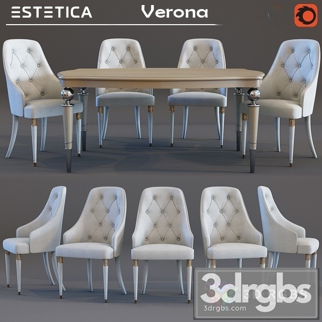 Verona Estetica Table and Chair 3dsmax Download - thumbnail 1