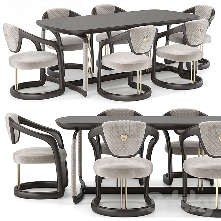 Versace Home Chair Table 3DS Max Model - thumbnail 1