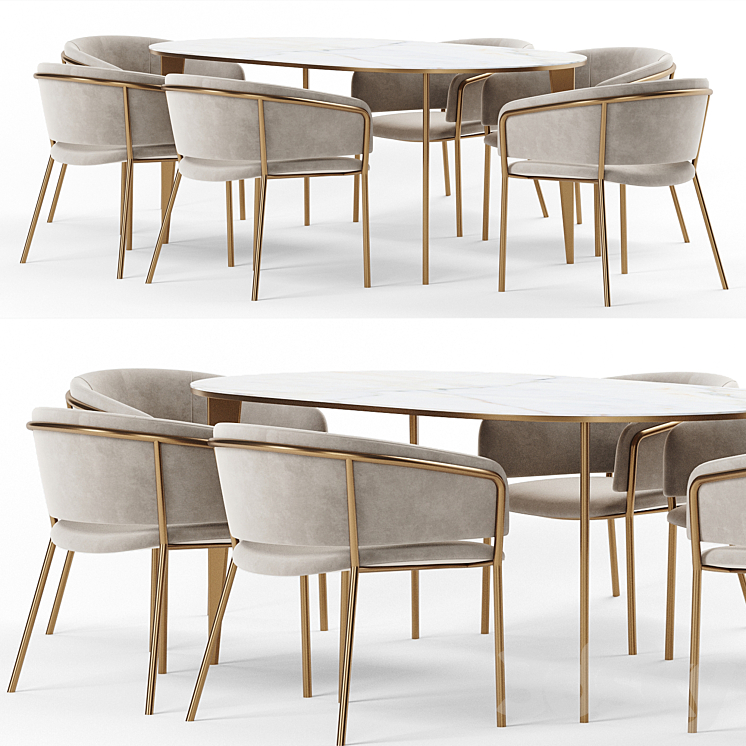 Vilhena II chair and Arden Dining Table 3DS Max Model - thumbnail 2