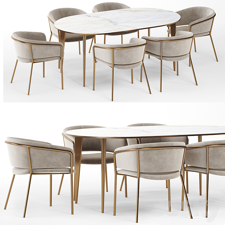 Vilhena II chair and Arden Dining Table 3DS Max Model - thumbnail 3