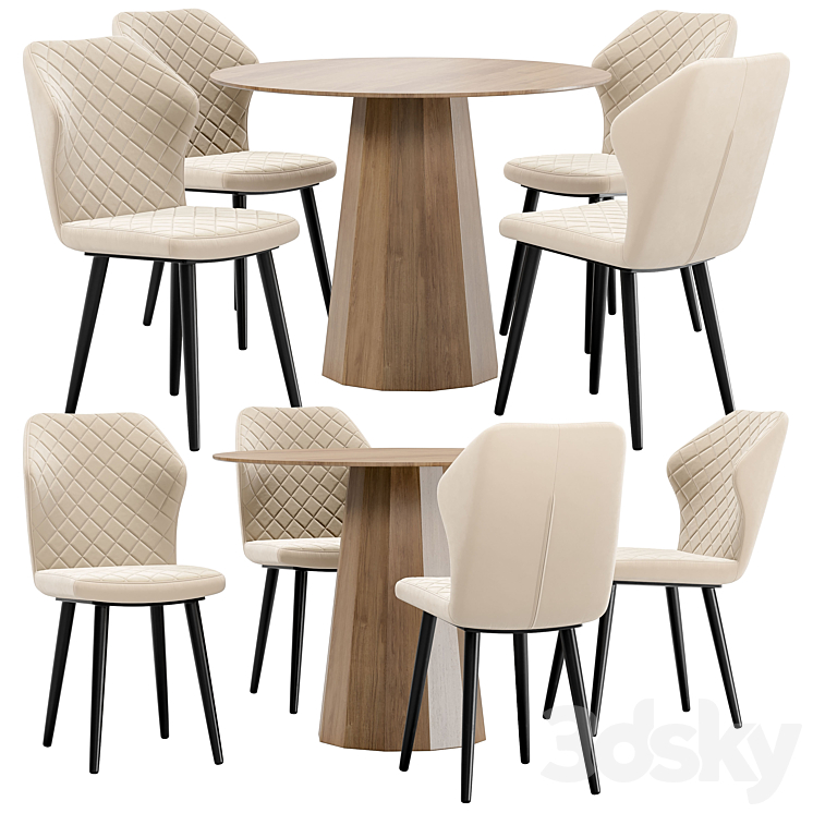 Villa dining chair and Tarf table 3DS Max Model - thumbnail 3