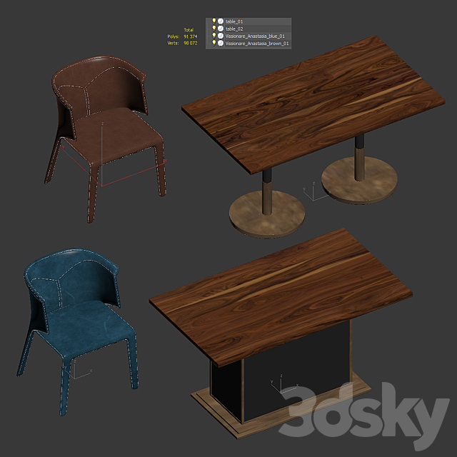 Visionnaire Anastasia Chairs and Tables 3DSMax File - thumbnail 3