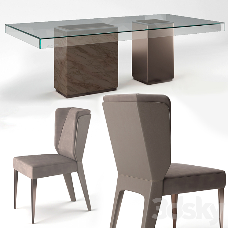 Visionnaire Cabiria chair Marty table 3DS Max - thumbnail 2