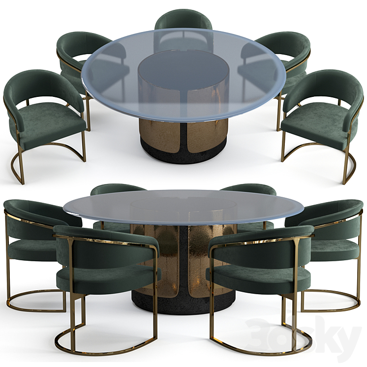 Visionnaire dining set 3DS Max - thumbnail 1