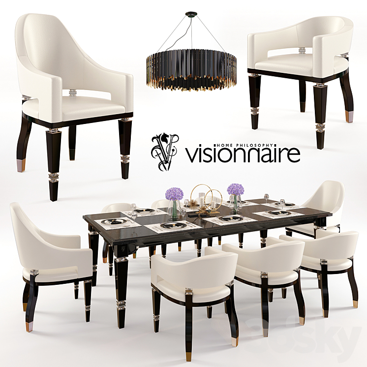 Visionnaire Table & Chair Set 3DS Max - thumbnail 1