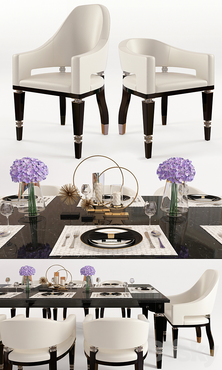 Visionnaire Table & Chair Set 3DS Max - thumbnail 2