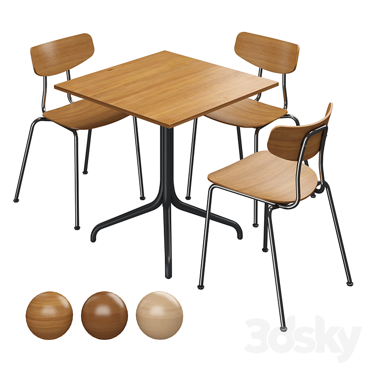 Vitra Belleville Table & Vitra Moca Chair 3DS Max - thumbnail 1