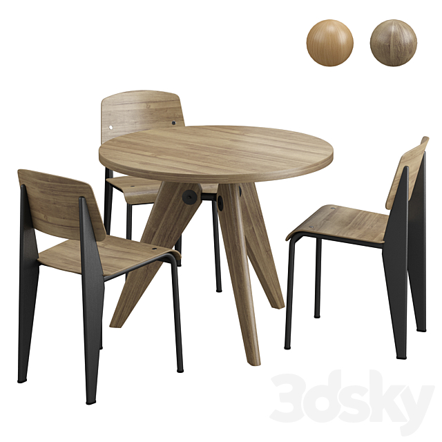 Vitra Gueridon Table & Vitra Standard Chair 3DSMax File - thumbnail 1