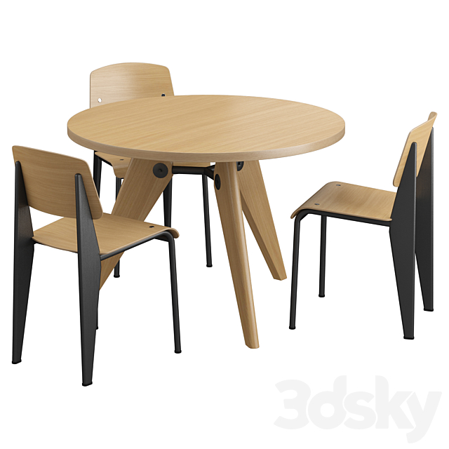 Vitra Gueridon Table & Vitra Standard Chair 3DSMax File - thumbnail 2