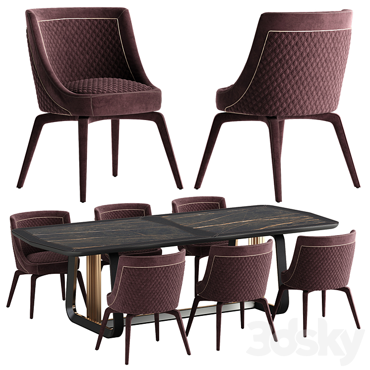 Vittoria Frigerio Perla chair Arquis table set 3DS Max - thumbnail 1