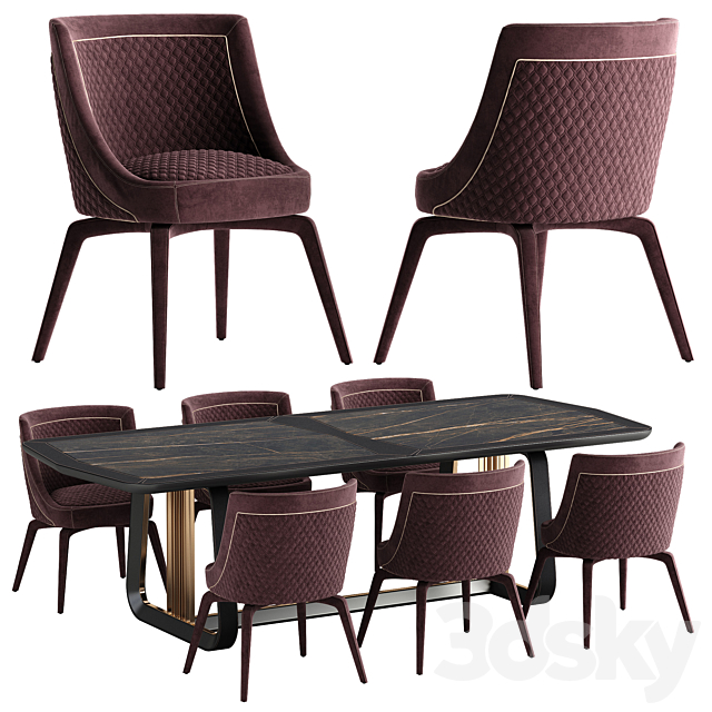 Vittoria Frigerio Perla chair Arquis table set 3DSMax File - thumbnail 1