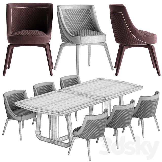 Vittoria Frigerio Perla chair Arquis table set 3DSMax File - thumbnail 3