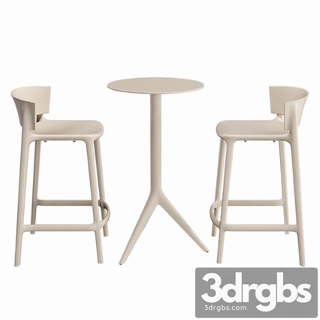 Vondom Mari Sol Table And Africa Bar Stool 3dsmax Download - thumbnail 1