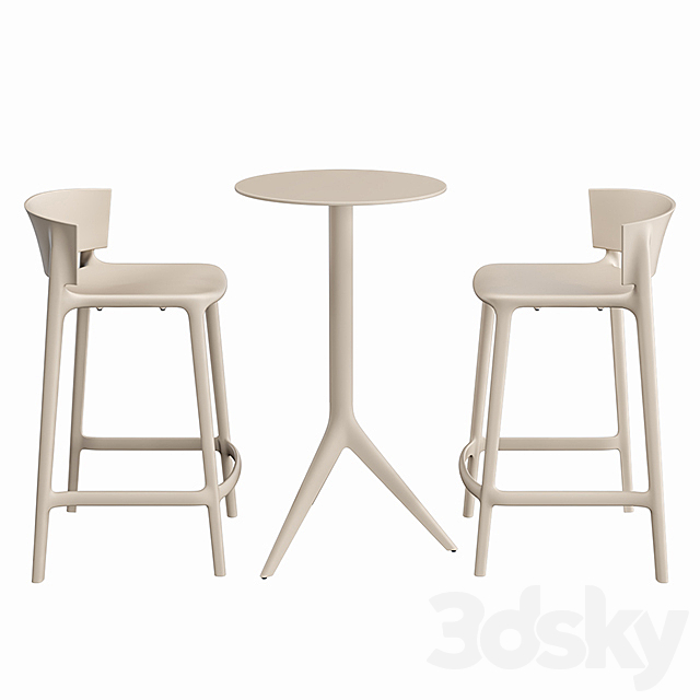 VONDOM MARI-SOL TABLE AND AFRICA BAR STOOL 3DSMax File - thumbnail 1