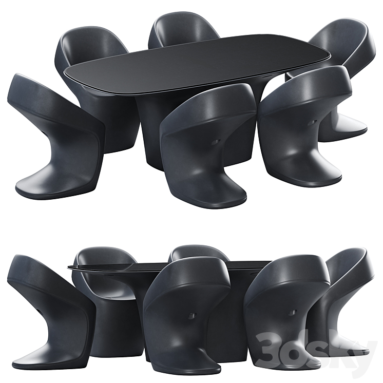 Vondom Ufo Dining Table and Chair 3DS Max Model - thumbnail 3