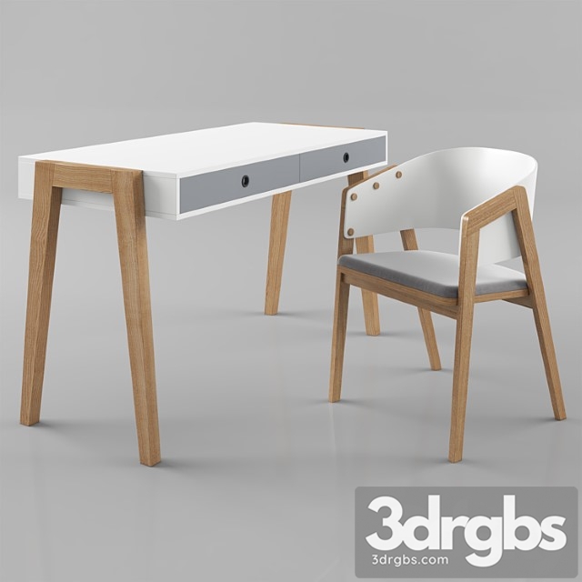 Vox concept desk with vox uni chair white 2 3dsmax Download - thumbnail 1