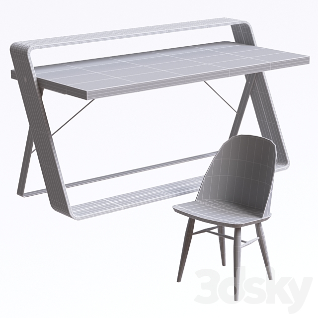 Watts Desk and Synnes Dining Chair 3DS Max Model - thumbnail 2