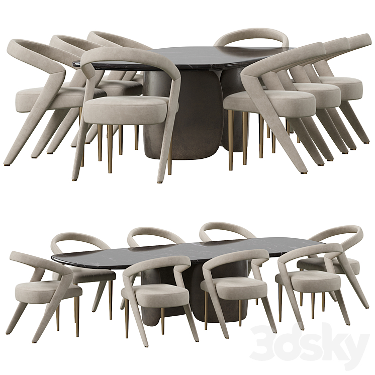 Wave Chair and Mellow Table 3DS Max - thumbnail 2