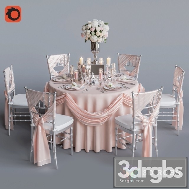 Wedding table For 6 Persons 2 3dsmax Download - thumbnail 1