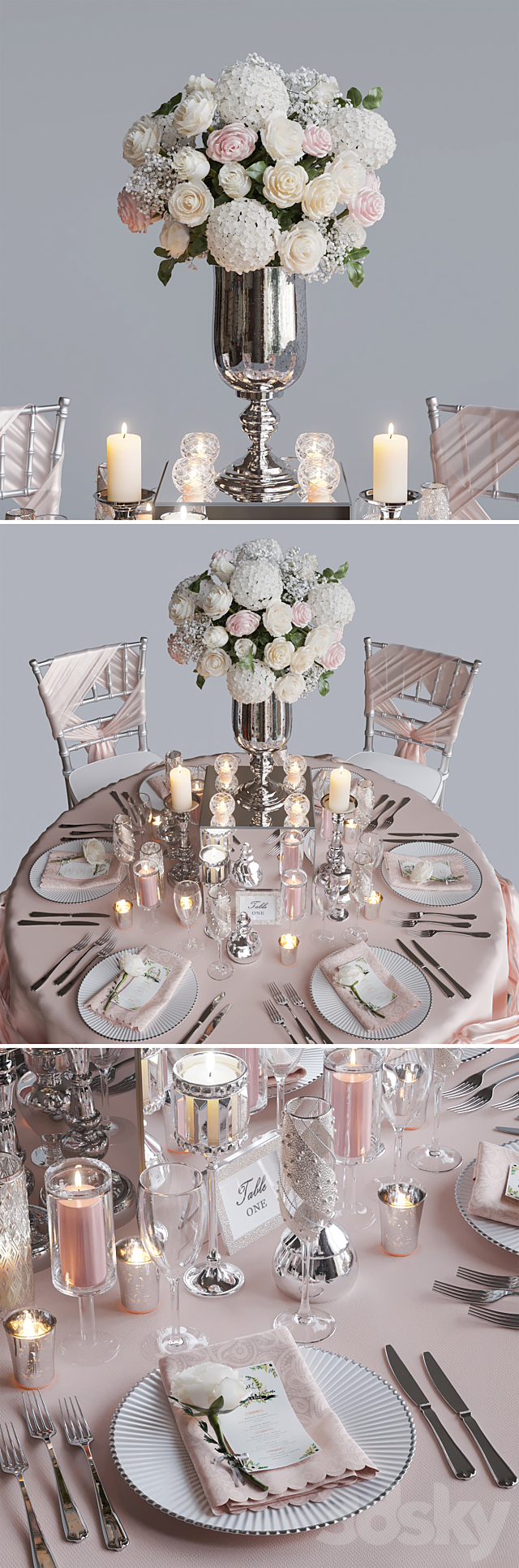 Wedding table for 6 persons 2 Corona 3DSMax File - thumbnail 2