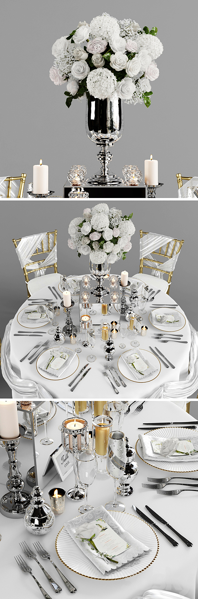 Wedding table for 6 persons 2 Vray 3DS Max Model - thumbnail 2