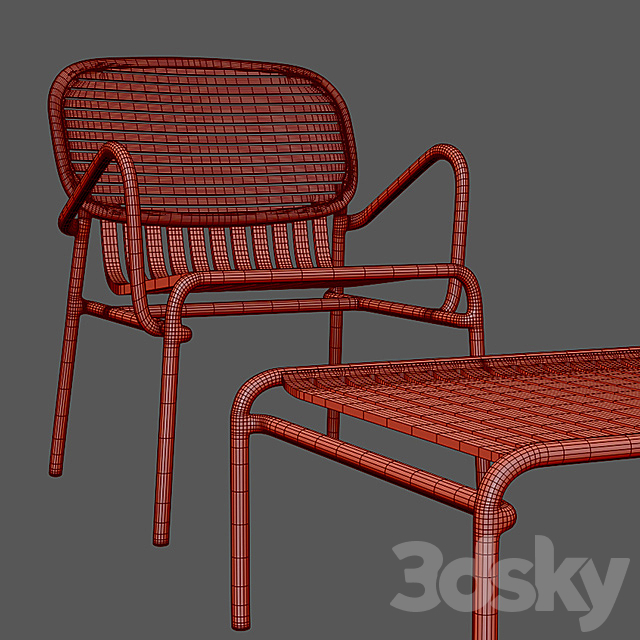 Week-End Outdoor Armchair + Outdoor Coffee Table 3DS Max Model - thumbnail 3